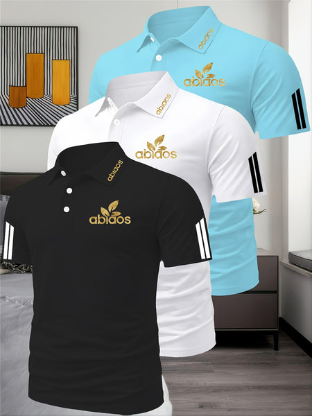 Three-Piece Summer Men'S Polo Shirt, Top, Running, Sports, Gym Breathable, Quick-Dry, Business, Casual, Vacation Polo Shirt, Fashionable Short-Sleeve Golf Shirt