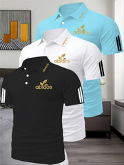 Three-Piece Summer Men'S Polo Shirt, Top, Running, Sports, Gym Breathable, Quick-Dry, Business, Casual, Vacation Polo Shirt, Fashionable Short-Sleeve Golf Shirt