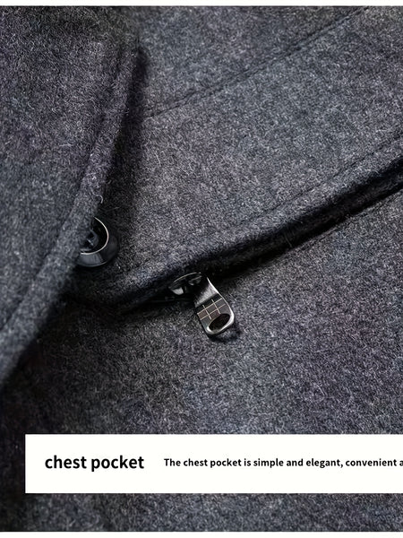 New Autumn And Winter 802 Detachable Double-Layer Collar Thick Velvet Blend Overcoat for Men