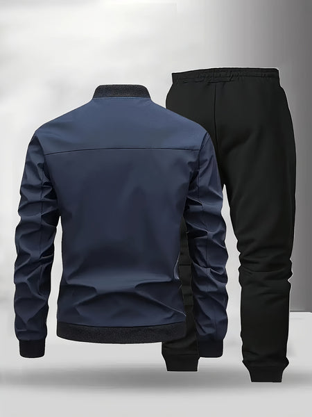 [Maigiqi] Casual Set Men'S Spring Autumn Easy Athletic Two-Piece Outfit Polo Collar Jacket