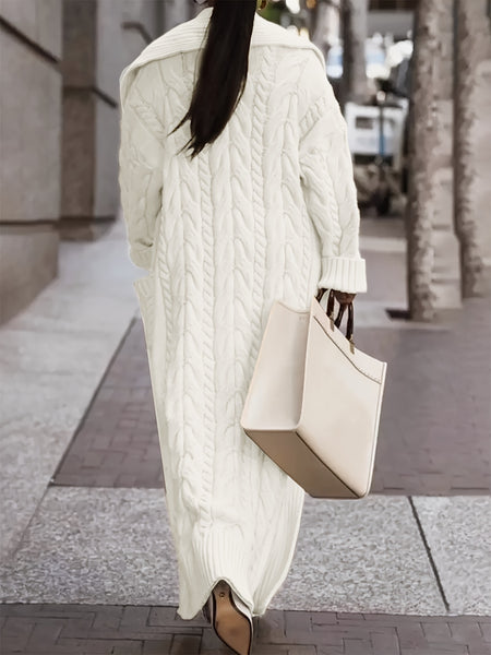 Targeted Development Direction Sweater Thick Twist Big Lapel Long Open Front Cardigan Pullover for Spring Autumn Winter