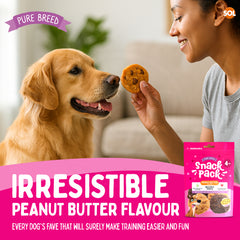 Pure Breed Snack Pack Dog Chews 4 Pack | Peanut Butter Cookie Dog Treats | Grain-Free Low Fat Healthy Dog Snacks | Natural Sweet Potato & Real Meat Chew | Tasty Training Reward for All Breeds