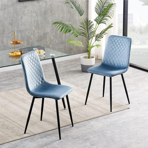 mcc direct Set of 2 Designer Velvet Chairs Fabric Dining Chairs with Metal Legs-Lexi Chairs