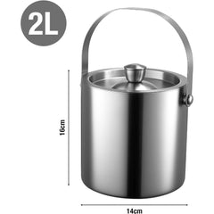 Double-Walled Stainless Steel Ice Bucket with Handle Keeps Cocktails, Beer, Wine Champagne Cold Longer Perfect for Home, Bars, Parties Outdoor Events