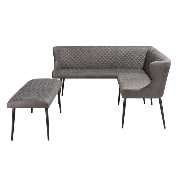 Indus Valley Henley Grey Corner Bench Set, Left Hand Facing