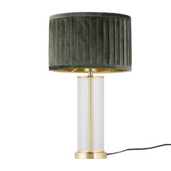 Aura - Satin Brass Table Lamp with Black Pleated Velvet Shade