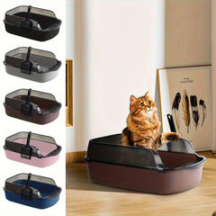 Extra Large Open Cat Litter Tray High Sided Deep Jumbo Rim Pan Box Loo Toilet Large Open Cat Litter Tray High Sided Deep Jumbo Pan Box Loo Toilet Cat Centre Extra Large High-Sided Cat Litter Box - Semi-Enclosed Design with High Walls for Cats & Rabbits, E
