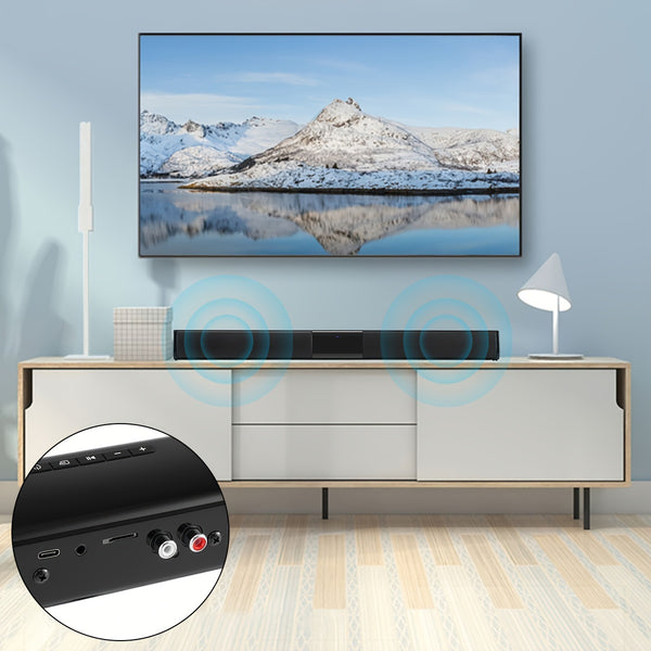 Multifunctional Soundbar Speaker System with 4 Built-in Subwoofers, Stereo Sound, AUX, TF, FM, Button Control, Passive Amplification, USB Charging, 36V Max, Infrared Wireless Technology for TV, Computer, Home Theater