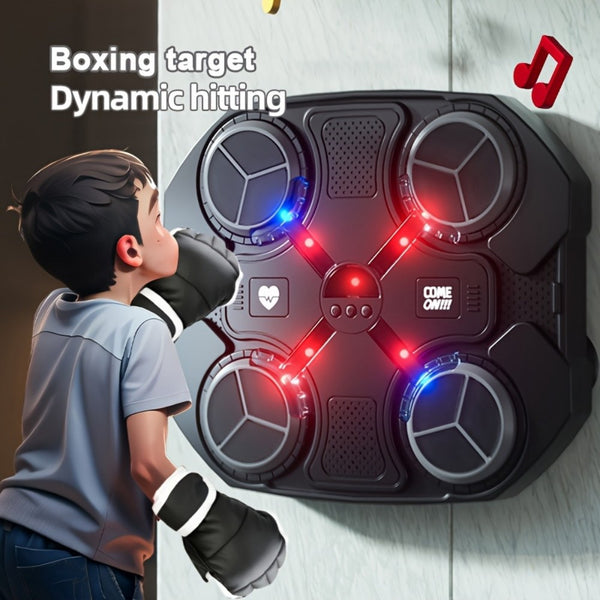 Interactive Boxing Reflex Training System, Four Hit Board Music Boxing Target Dynamic LED Light, Adjustable Speed, Durable ABS Material, Indoor Exercise & Coordination