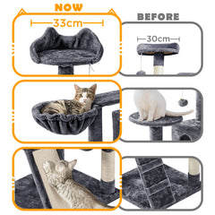 Costoffs Cat Tree, Cat Tree Tower, 145cm Multi-Level Cat Tree Tower with 2 Condos, Dangling Balls, Ladder, Sisal Scratching Posts, Round Platform, Cosy & Stable Indoor Cat Kitten Furniture, Activity Centre, Scratching Tree