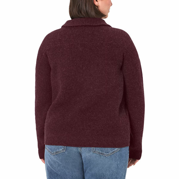 Modern Ambition Ladies 1/4 Zip Sweater in Burgundy
