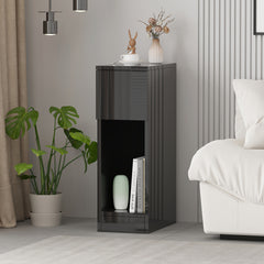 Slim Bedside Table, High Gloss Narrow Nightstand, Small Bedside Cabinet with Storage Space Saving for Bedroom Storage Unit, Living Room Small Sofa Side End Table