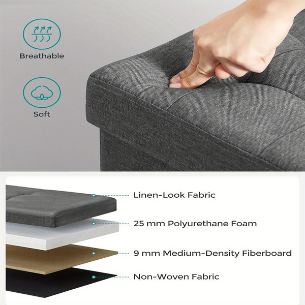 80L Large-Capacity Foldable Storage Stool Is Suitable for Storage Footstool in Living Room, Corridor and Bedroom.