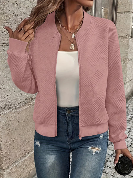 Solid Color Casual Zip-Up Cardigan Jacket