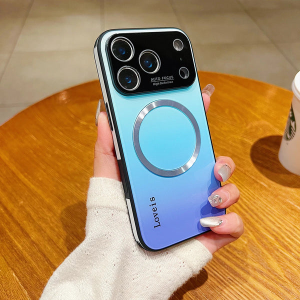 Phone Case - High-End Gradient Color Magnetic Glass Phone Case for Large Windows, Compatible with Iphone 17, 16, And 15 Pro Max, Featuring Wireless Charging And Complete Shock Resistance