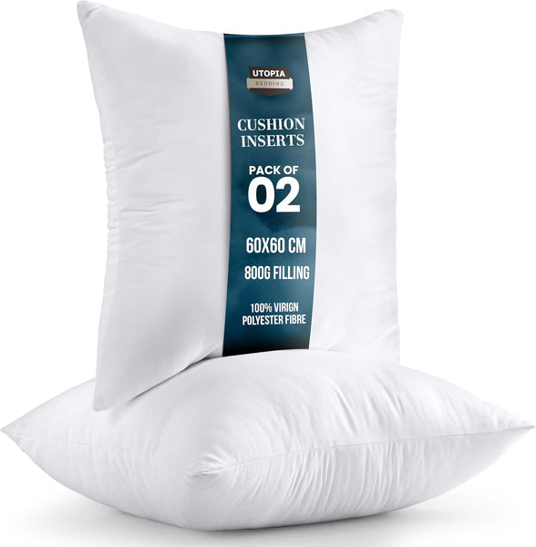 Utopia Bedding Cushion Inner Pads (Pack of 2), 45 X 45 Cm (18 X 18 Inches) Cushion Stuffer Inserts, Hollowfibre Pillows (White)