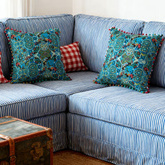 18x18 Inch Reversible Turkish Pattern Pillows (Set of 2 with Inserts) - Romantic Turkey Boho Floral Double Sided Design, Premium Polyester Cover & Fill, Decorative Accent Pillows for Sofa, Chair, Bedroom