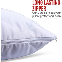 Pillow Protectors 4 Pack Pillow case cover Quilted Zipped Premium Quality 50 x 75cm - White Ultra Luxe Zipped Covers, Quilted Pillow Protectors, Soft & Breathable Microfiber Pillowcase Protectors