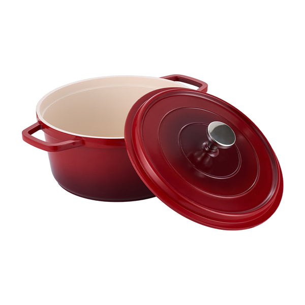 20cm/24cm Enamel Stew Pot, Double-Handled Non-Stick Soup Pot for Instant Noodles and Daily Cooking, Suitable for Gas Stove and Induction Cooker, White/Green/Red