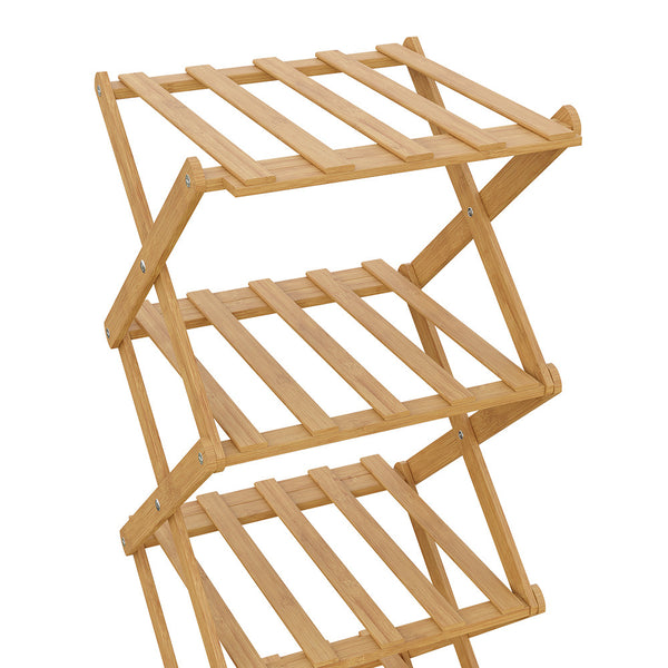 4/5/6/7 Tiers Bamboo Wooden Shoe Rack, Vertical Shoe Racks Storage Shelves Tall Shoe Tower, Collapsible Narrow Shoe Stand, Installation Free Folding X-Shape Shoe Racks Sneakers Slippers Holder Organizer, Multi Functional Shoe Rack Durable Footwear Cabinet