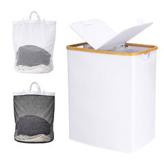 140L Lid Laundry Basket with Extra large Washing with 2 Removable Laundry Bags