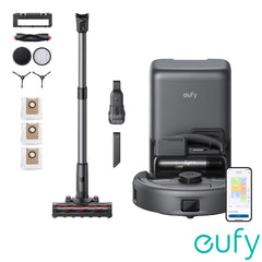 Eufy Robot Vacuum 3-In-1 E20 with Handheld Vacuum, Stick Vacuum and Auto-Empty Station, T2070G10