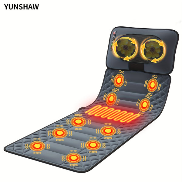 YUNSHAW Complete Body Massage Mat Featuring a Shiatsu Neck Massager, 3D Lumbar Support & Relaxation, Equipped with 10 Vibration Motors to Deeply Soothe Muscles, a Foldable Massage Mattress Suitable for The Neck, Back, Waist, Hips, And Legs, Making It an I