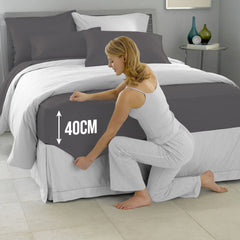 40cm Extra Deep Fitted Sheet – Solid Color Deep Pocket Sheet, Soft & Breathable Microfiber Bedding, All Seasons, Hotel-Quality, Machine Washable, Single, Double, King & Super King Sizes
