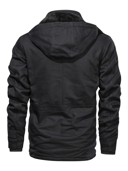 A Durable And Warm Medium to Long Men'S Winter Jacket, Suitable for Casual Work, Featuring Multiple Pockets, a Zipper, And a Hood for Outdoor Wind