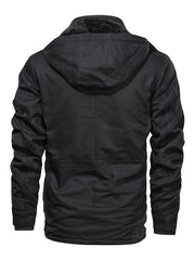 A Durable And Warm Medium to Long Men'S Winter Jacket, Suitable for Casual Work, Featuring Multiple Pockets, a Zipper, And a Hood for Outdoor Wind