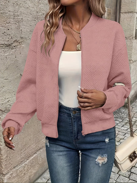 Solid Color Casual Zip-Up Cardigan Jacket