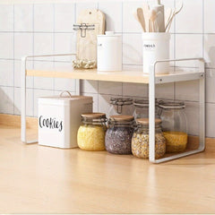 1/ 2 Layer Cabinet Storage Shelf; Stackable Heavy Duty Anti-slip Black  Shelf for Kitchen, Bathroom, Pantry, Spice Rack, Countertop