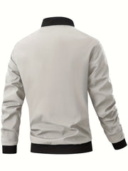 Men'S Casual Bomber Jacket | Spring-Autumn, Non-Stretch, Baseball Collar, Multiple Pockets, Zipper Closure