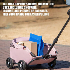 Small Dog Cat Stroller Folding Travel - Small Puppy Pet Stroller with Safety Rope, 4 Wheel Dog Carriage with Adjustable Canopy, Lightweight Outdoor Puppy Kitten Carrier for Park Beach Shopping Mall