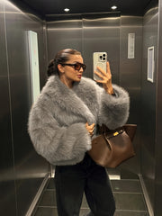 Faux Winter Warm Fashion Plush Top Short Coat for Women