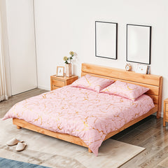 1set Pink High-end Bronzing Gilt Marble Bed Duvet Cover and Pillowcase Set, Soft and Comfortable Bedding Three-piece Set for All Seasons, 200*200cm / 220*230cm