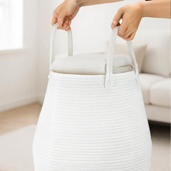 Large Foldable Laundry Hamper – Woven Rope Basket with Sturdy Handle for Dirty Clothes, Blankets & Toys – Ideal for Bedroom, Living Room Storage
