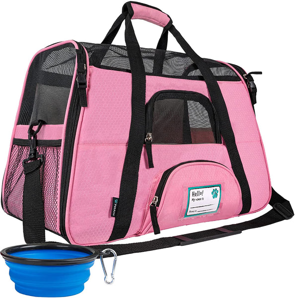Petami Airline Approved Pet Carrier for Cat, Soft Sided Dog Carrier for Small Dogs, Cat Travel Supplies Accessories for Indoor Cats, Ventilated Pet Carrying Bag Medium Large Kitten Puppy, Large Pink
