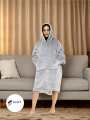 ELAFY - Casual Oversized Hoodie – Plain Pullover Sweatshirt for Everyday Wear, Soft Fabric with Pocket and Hood