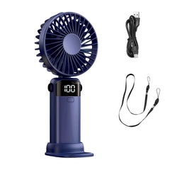 Mini Handheld Fan, USB Rechargeable 1200mAh High-Speed Electric Fan with 5-Speed Adjustable LED Display, Quiet Quick Cooling Wind Fan for Summer Travel /Camping/Outdoor Use