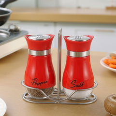 4pcs Set (2 Bottles + 2 Caps) of Adorable Glass Salt And Pepper Shakers. 4 Oz (Approx. 113.4G) Glass Salt And Pepper Shakers with Stainless Steel Caps, Suitable for Kitchen Dining Tables, Rvs, Camping, And Bbqs. Condiment Bottles, Salt And Pepper Shakers.