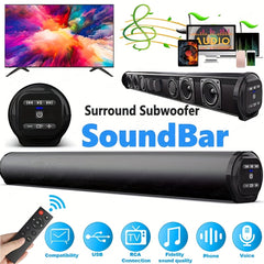 Multifunctional Soundbar Speaker System with 4 Built-in Subwoofers, Stereo Sound, AUX, TF, FM, Button Control, Passive Amplification, USB Charging, 36V Max, Infrared Wireless Technology for TV, Computer, Home Theater