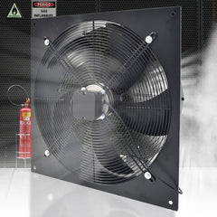 1pc Kitchen Exhaust Fan 10850m/h Stainless Steel Ventilation Fan with Governor Switch Low Noise Extractor with Backdraft Damper for Home Bathroom Garage, Black