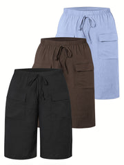 Circle 3pcs Set Standard Size Women's Shorts Casual Beach Pants with Pockets