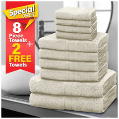 8pcs Egyptian Cotton Towel Set | Quick-Drying & Highly Absorbent