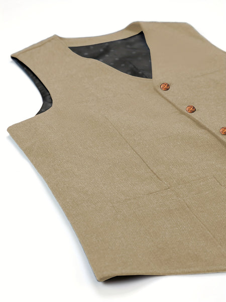 Men'S Vest Wool Blend Herringbone Vintage Men'S Fashion Vest, Groom Best Man Formal Wedding Party Casual Vest