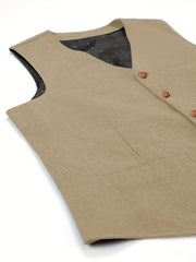 Men'S Vest Wool Blend Herringbone Vintage Men'S Fashion Vest, Groom Best Man Formal Wedding Party Casual Vest