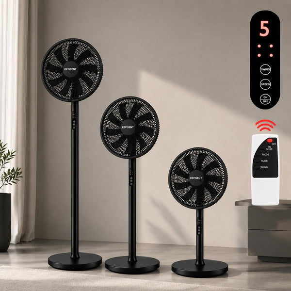 EPISENT 3-in-1 16 Inch Pedestal & Desk Fan with Remote Control – Adjustable Height 65-125cm, 3 Speed Settings, 9H Timer, Oscillating Cooling Fan for Home, Office & Bedroom