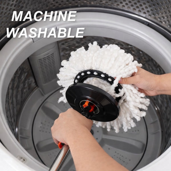 360° Spin Mop & Bucket Set with Wringer 2 Microfiber Heads Extendable Stainless Steel Handle Easy Clean Floor Mop for Home Kitchen Bathroom