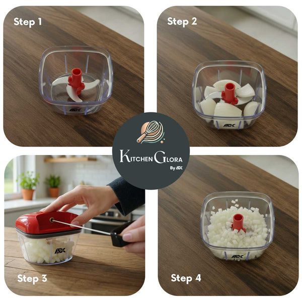 AEX Manual Food Chopper Hand Pull String Vegetable Chopper for Onion Garlic Herbs Nuts Compact Kitchen Food Processor Easy Clean Multifunction Chopper Persian Red
